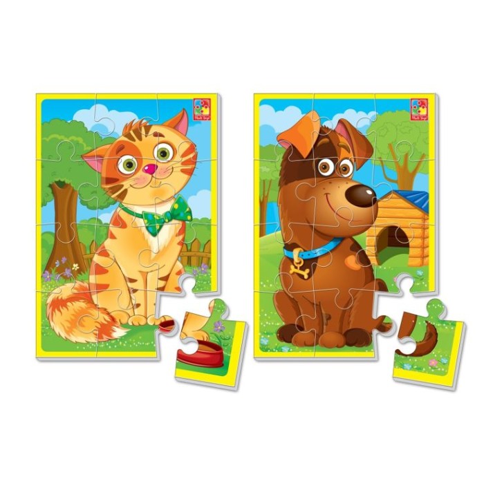 Бебі пазли «Кошеня та щеня» на 24 елементи, ТМ Vladi Toys