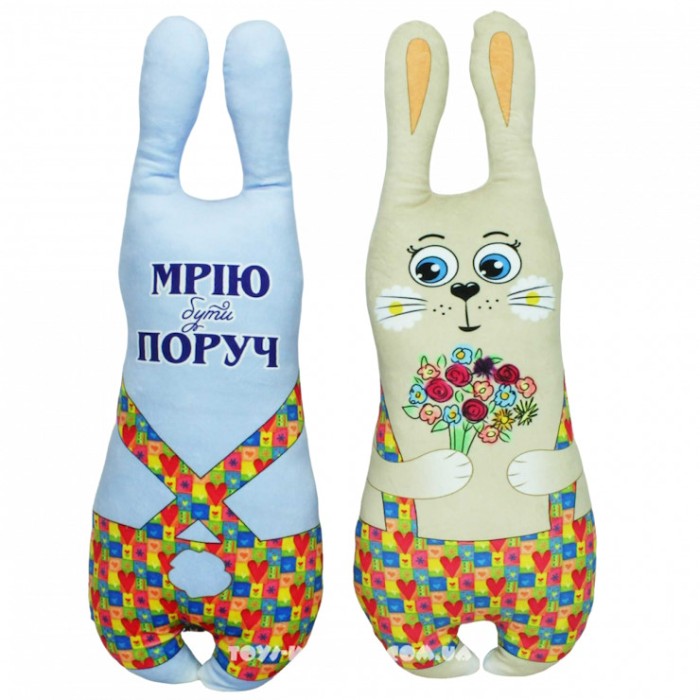 М`яка іграшка-обіймашка «Сплюшка зайчик 2» 62х21 см, ПП Копиця
