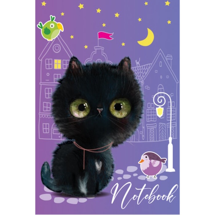 Блокнот «CUTE KATS» А6 на 32 аркуші у клітинку на скобі з м'якою обкладинкою, в асортименті, ТМ Рюкзачок