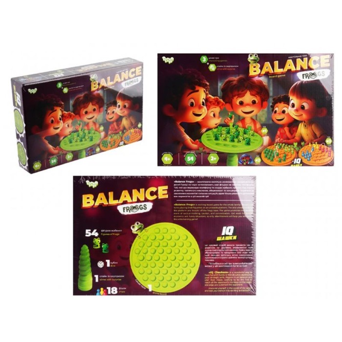 Гра настільна «Balance Frogs» розвиваюча велика, у коробці 35х27х4 см, ТМ Данко Тойс