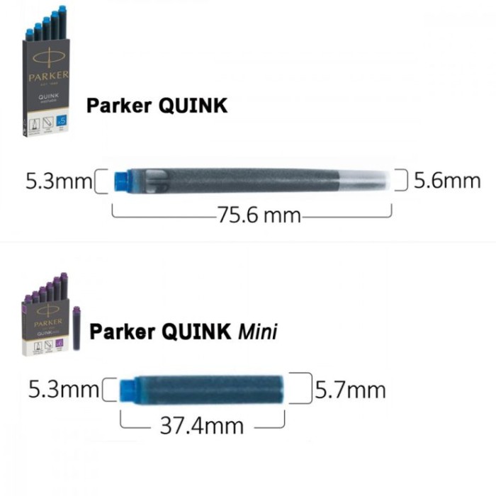 Набірз 5 картриджів «Quinkѕ» з синіми чорнилами, ТМ Parker