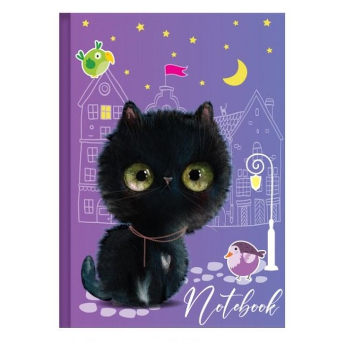 Блокнот «CUTE CAT» А6 на 48 аркушів у клітинку з твердою ламінованою обкладинкою, в асортименті, ТМ Рюкзачок