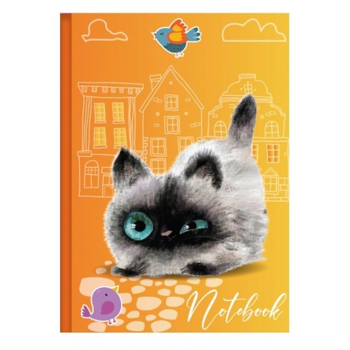Блокнот «CUTE CAT» А6 на 48 аркушів у клітинку з твердою ламінованою обкладинкою, в асортименті, ТМ Рюкзачок