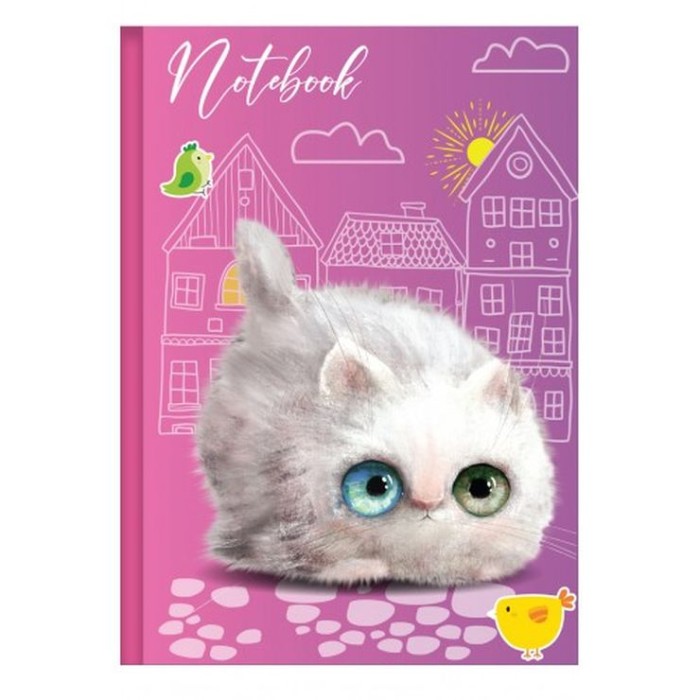 Блокнот «CUTE CAT» А6 на 48 аркушів у клітинку з твердою ламінованою обкладинкою, в асортименті, ТМ Рюкзачок