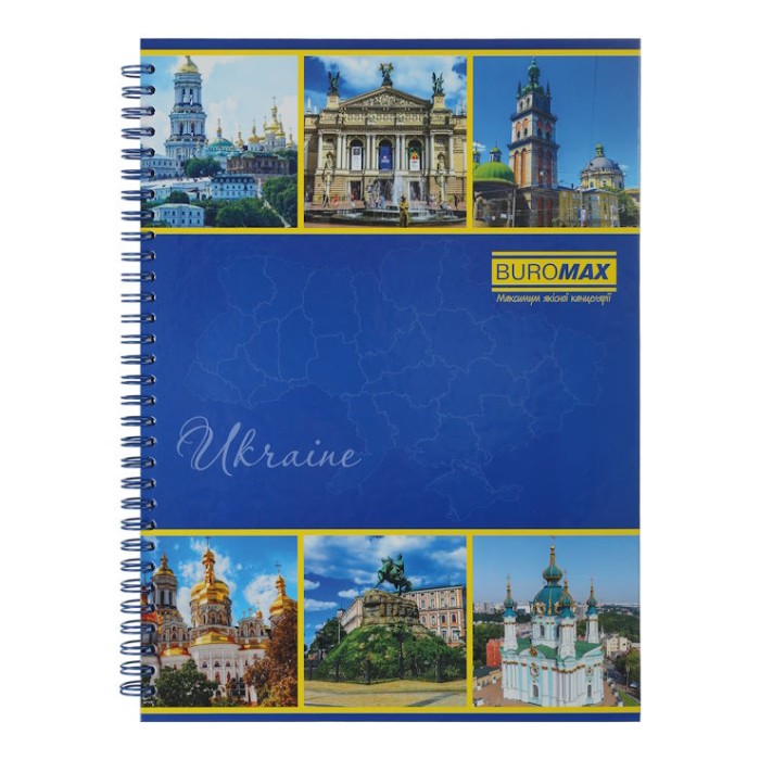 Канцелярська книга А4 на 96 аркушів у клітинку на пружині збоку з твердою ламінованою обкладинкою, ТМ Buromax
