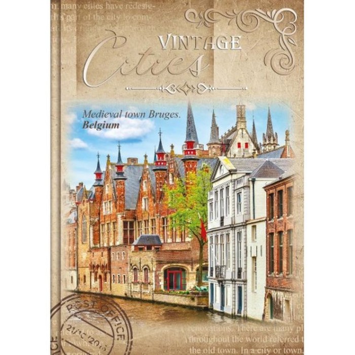 Канцелярська книга «CITIES VINTAGE» на 80 аркушів у клітинку з твердою ламінованою обкладинкою, в асортименті, ТМ Рюкзачок