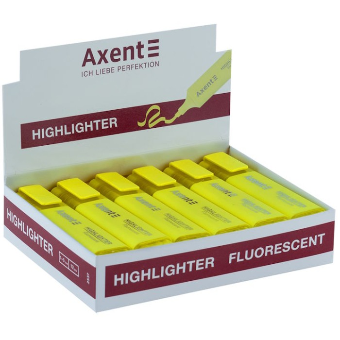 Маркер «Highlighter» клиноподібний 1-5 мм жовтий, ТМ Axent