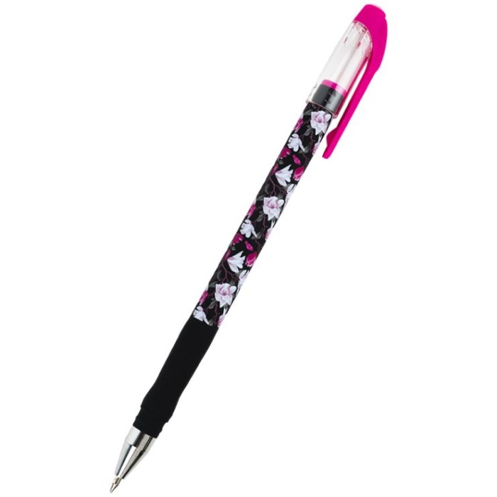 Ручка «Floral Black» кулькова синя, ТМ Axent
