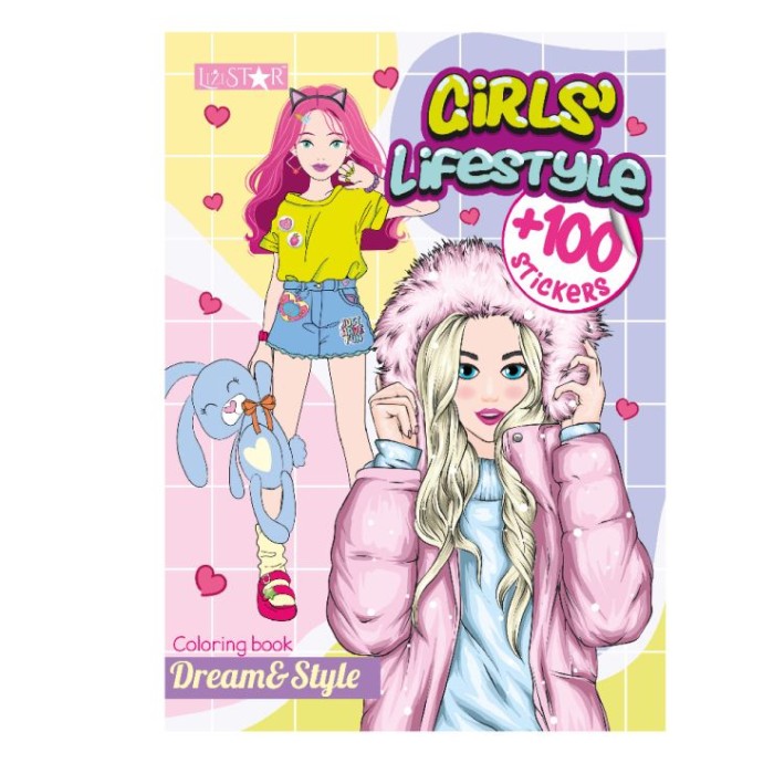 Розмальовка «Dream & Style» та 100 наліпок на 26 аркушів з м`якою обкладинкою 21х30 см, в асортименті, ТМ Апельсин