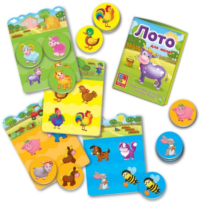 Гра настільна «Лото.Ферма» розвивальна, у коробці 19,5х4,18 см, ТМ Vladi Toys