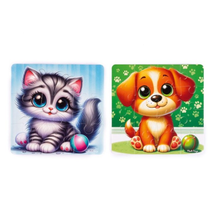 Пазли м'які «Котик та песик» на 25 елементів, ТМ Vladi Toys