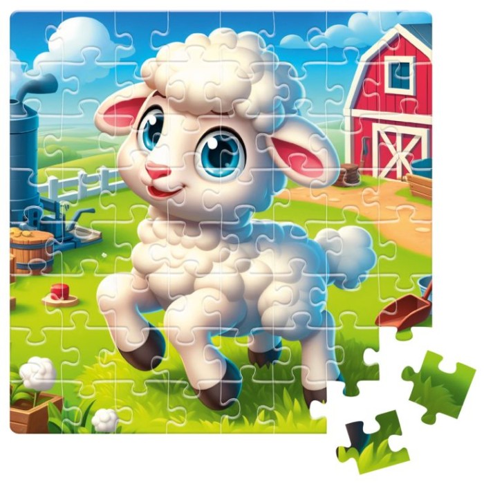 Пазли «De.tail. Спритна овечка» на 64 елементи, у коробці 7х3,5х10 см, ТМ Vladi Toys