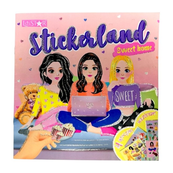 Книга з наліпками «Stickerland» на 18 аркушів з м`якою обкладинкою 23х23 см, в асортименті, ТМ Апельсин