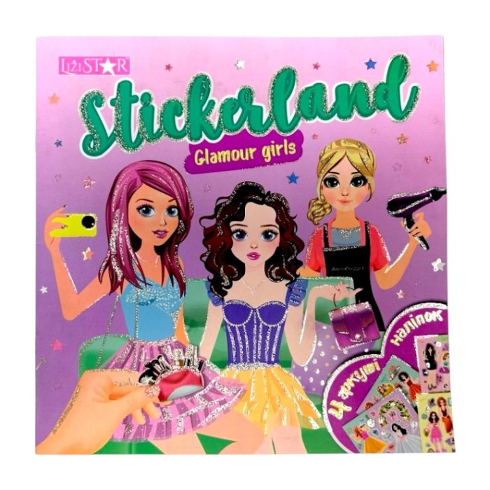 Книга з наліпками «Stickerland» на 18 аркушів з м`якою обкладинкою 23х23 см, в асортименті, ТМ Апельсин