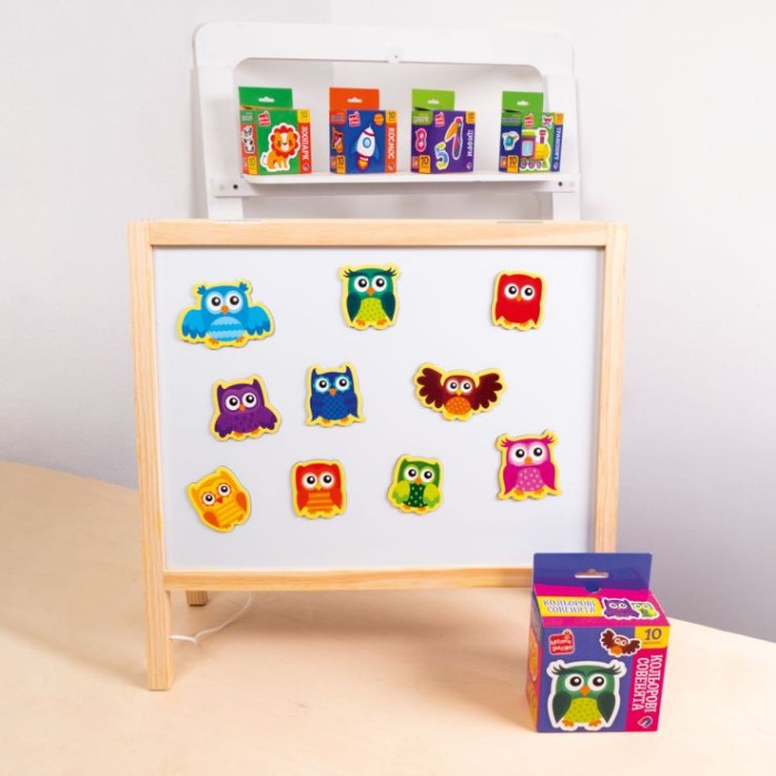 Набір магнітів «Кольорові совенята» з 10 елементів, ТМ Vladi Toys