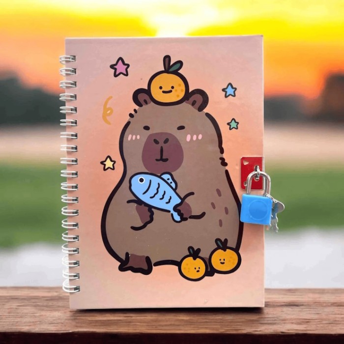 Блокнот «CAPYBARA» 13х18 см на 48 аркушів у клітинку на пружині збоку з замком, в асортименті, KIDS Line