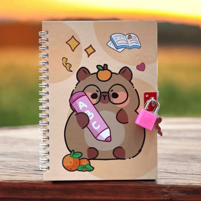 Блокнот «CAPYBARA» 13х18 см на 48 аркушів у клітинку на пружині збоку з замком, в асортименті, KIDS Line