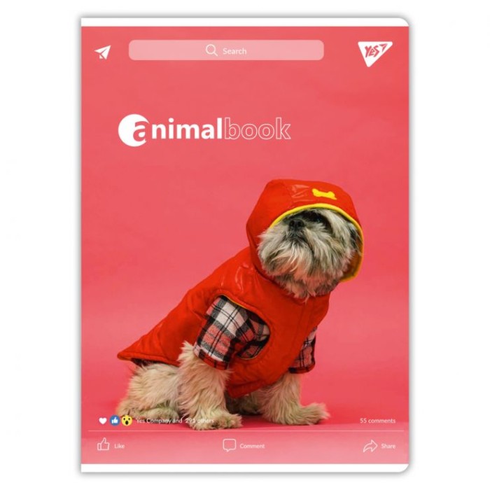 Канцелярська книга «Animalbook» на 48 аркушів у клітинку на скобі, в асортименті, ТМ YES