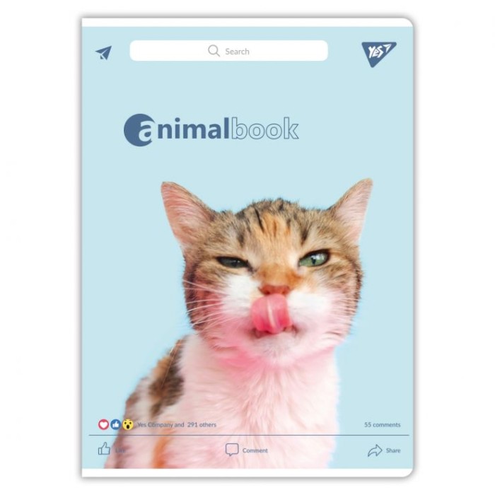 Канцелярська книга «Animalbook» на 48 аркушів у клітинку на скобі, в асортименті, ТМ YES