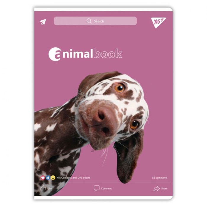 Канцелярська книга «Animalbook» на 48 аркушів у клітинку на скобі, в асортименті, ТМ YES