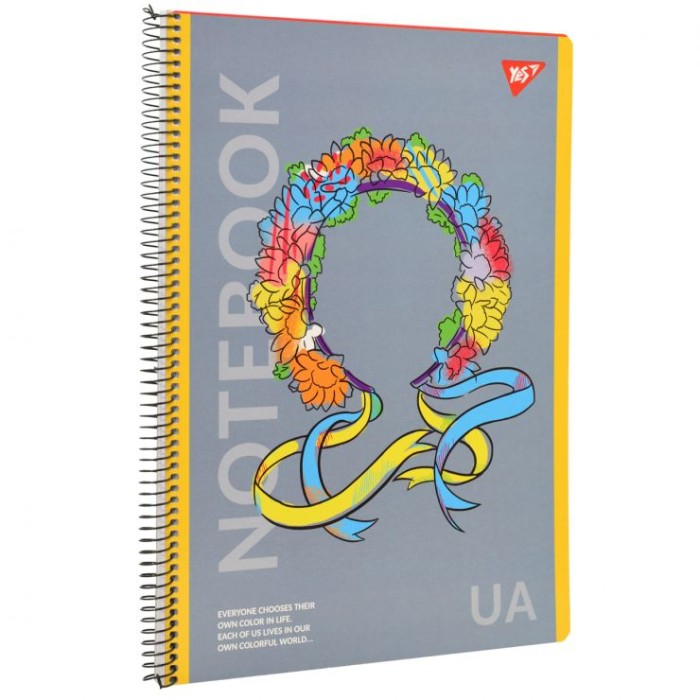 Канцелярська книга «Notebook» на 80 аркушів у клітинку з ламінованою обкладинкою на спіралі збоку, в асортименті, ТМ Yes