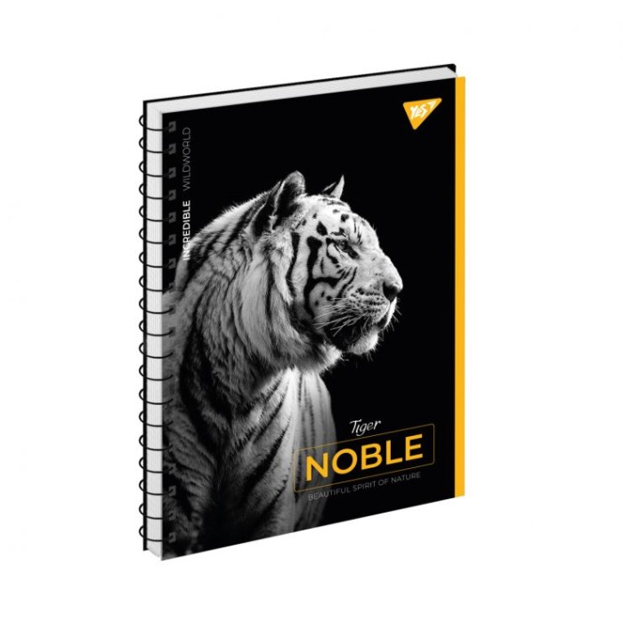 Блокнот «Noble» А5 на 80 аркушів у клітинку з ламінованою обкладинкою на спіралі збоку, в асортименті, ТМ Yes