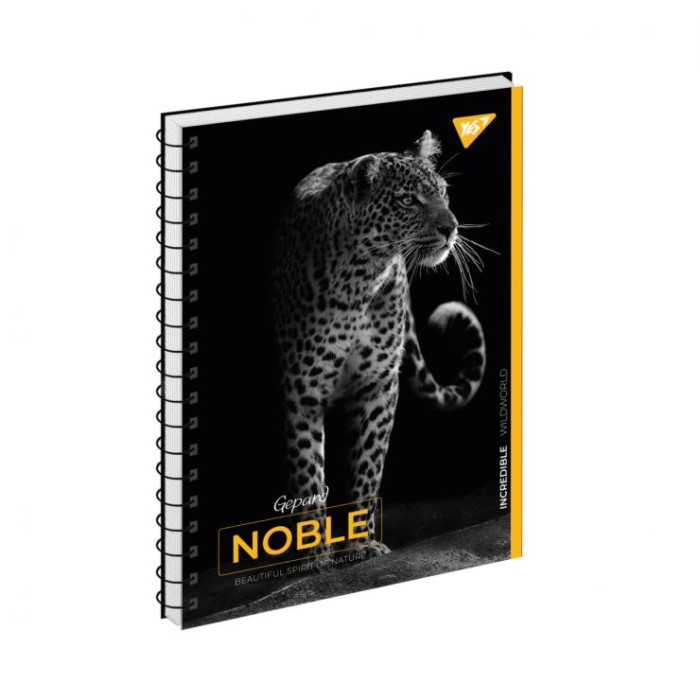 Блокнот «Noble» А5 на 80 аркушів у клітинку з ламінованою обкладинкою на спіралі збоку, в асортименті, ТМ Yes