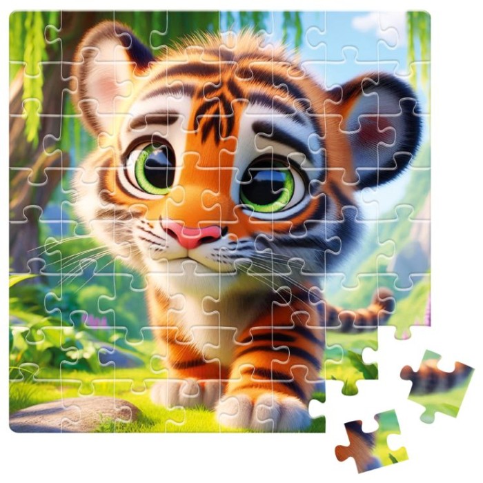 Пазли «De.tail. Миле тигреня» на 64 елементи, у коробці 7х3,5х10 см, ТМ Vladi Toys