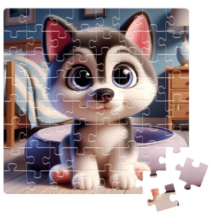 Пазли «De.tail. Маленький хаскі» на 64 елементи, у коробці 7х3,5х10 см, ТМ Vladi Toys