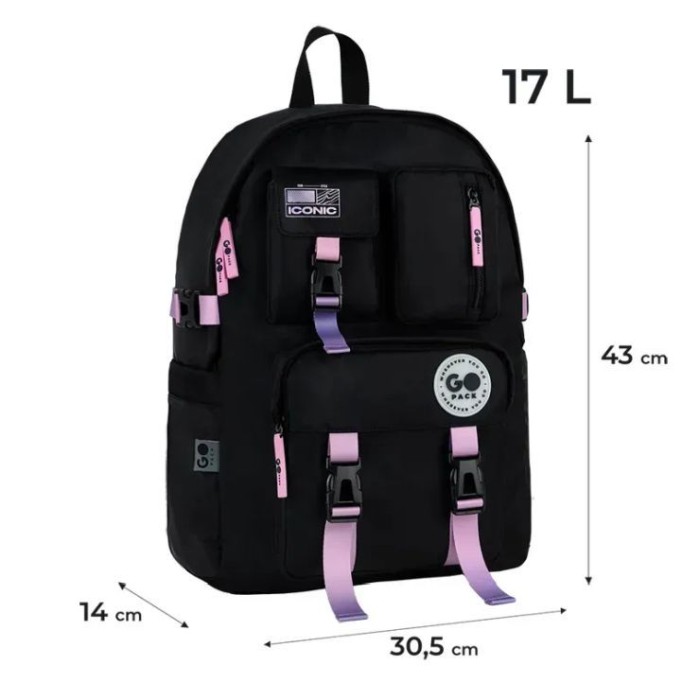 Рюкзак 43х30,5х14 см чорний градієнтований, 2500L-2, GoPack Education Teens