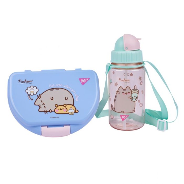 Набір аксесуарів для школярів «Pusheen»: контейнер 350 мл та пляшка 360 мл, ТМ Yes