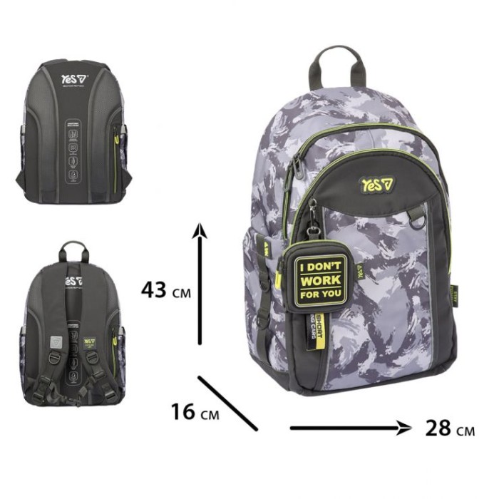 Рюкзак «Grey» 43х16х28 см TS-60L, ТМ Yes