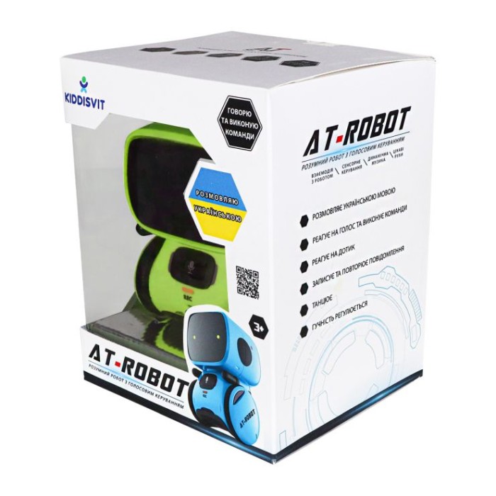 Інтерактивний робот «AT-ROBOT» 13 з голосовим управлінням та українською озвучкою, танцює, на батарейках, у коробці 14х16х20 см