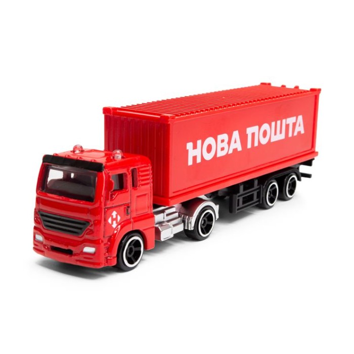 Вантажівка «Нова Пошта» 12 см 1:64, у коробці 13х6х4 см