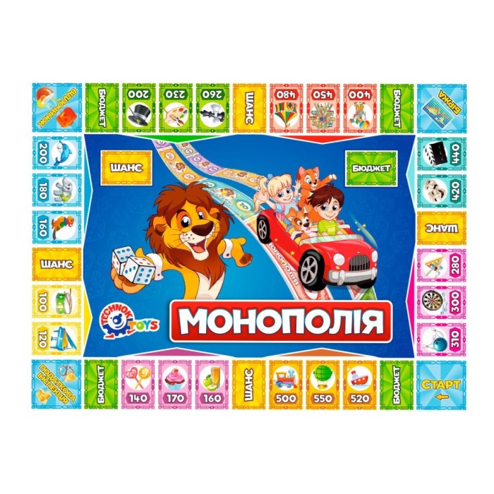 Гра настільна «Дитяча монополія» економічна, у коробці 38х25,5х4 см, ТМ Технок