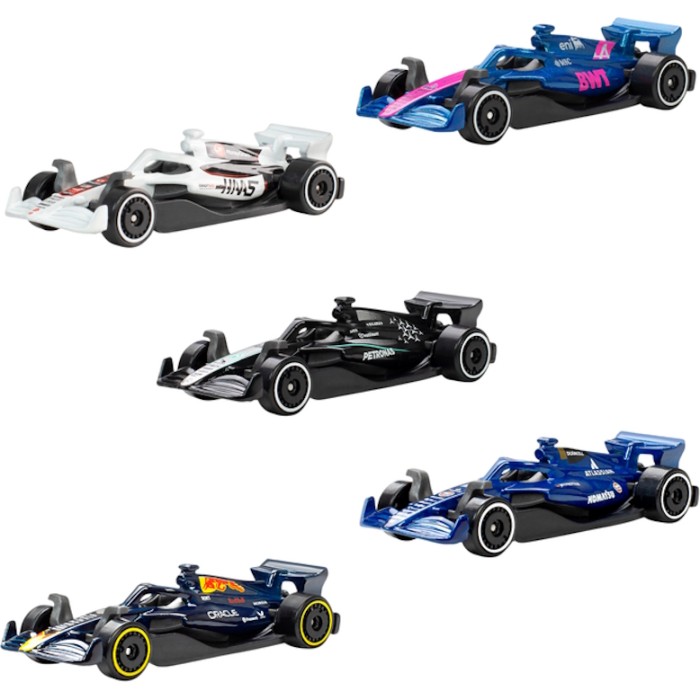 Набір з 5-и базових машинок «Формула 1», у коробці 29х11х4,2 см, Hot Wheels