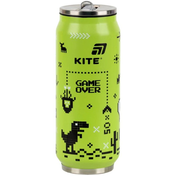 Термокружка «Game over» 500 мл з трубочкою, ТМ Kite