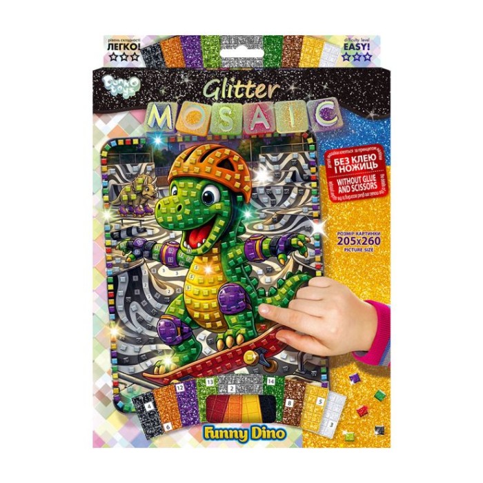 Набір для творчості «Glitter Mosaic», в асортименті, у коробці 21,5х29,5х1,5 см, ТМ Данко Тойс