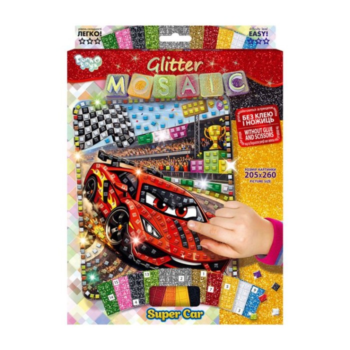 Набір для творчості «Glitter Mosaic», в асортименті, у коробці 21,5х29,5х1,5 см, ТМ Данко Тойс