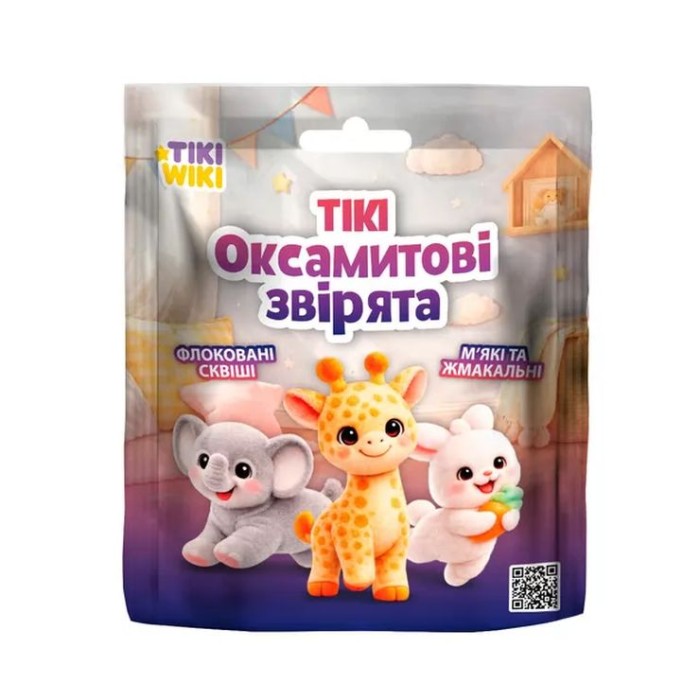 Іграшка-сквіш TIKI WIKI «Тікі. Оксамитові тварини» 6,5 см, в асортименті, у пакеті 15х4х13 см