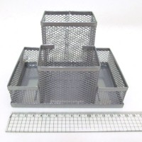 Органайзер настільний «Сітка» 150х100х100 см на 4 відділення металевий срібний, J.Otten