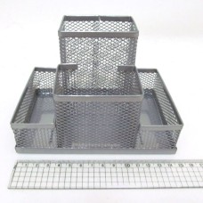 Органайзер настільний «Сітка»150х100х100 мм металевий 4 відділення срібний, J. Otten