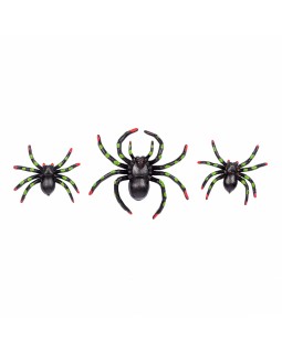 Набор пластиковых пауков для декора 3 шт., черные, пятнистые «Fun Хэллоуин» ТМ YES