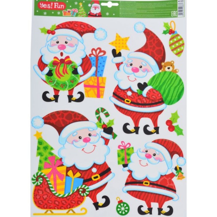 Наліпки новорічні для вікон, лазерні 41х29 см, Fun, ТМ Yes