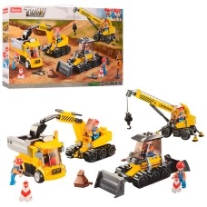 Конструктор «Будтехніка» на 465 деталей з 4 видів техніки та фігурками, у коробці 27,5х28,5х7 см, SLUBAN