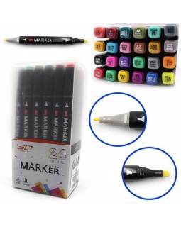 Набір скетч маркерів «SC Professional», 24 кольори, скошений-круглий накінечник 1х1х14,5 см