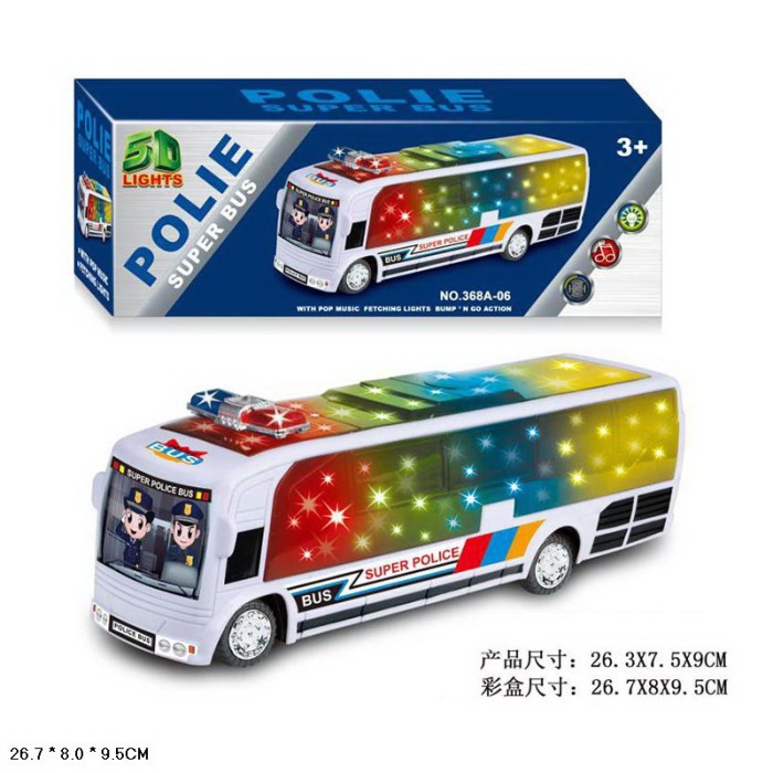 Автобус «Поліція» 26 см музичний зі світлом та звуком, на батарейці, у коробці 26,7х8х9,5 см