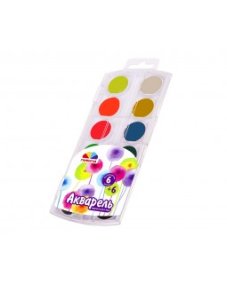 Фарби акварельні «Творчість», 6 кольорів + 6 флуоресцентних, без пензля, пластик, ТМ Гамма-Н