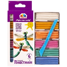 Пластилін восковий «Творчість», 6 кольорів, перламутровий, стек, 90 грам