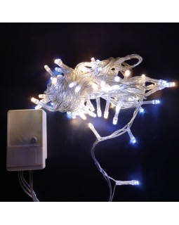 Электрическая гирлянда - нить 100 LED, 5 м, холодный белый + теплый белый, 8 режимов «Novogod'co»